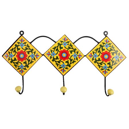 Yellow Forest Green Leaf Tiles Hooks